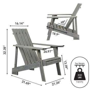 Irving Outdoor Patio Modern Acacia Wood Adirondack Chair - JONATHAN Y
